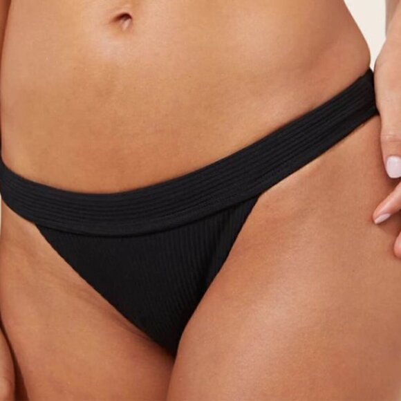 NWT Andie The Banded Cheeky Ribbed Bikini Bottom Black XXXL - Picture 4 of 8